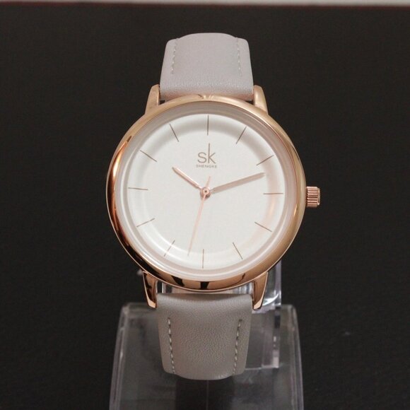 Ladies Dress Quartz Watch White Dial Grey Strap 38mm main image 7